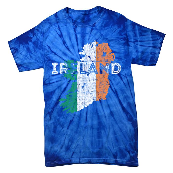 Irish Map And Flag Souvenir Gift Distressed Ireland Cool Gift Tie-Dye T-Shirt