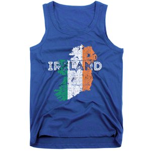 Irish Map And Flag Souvenir Gift Distressed Ireland Cool Gift Tank Top