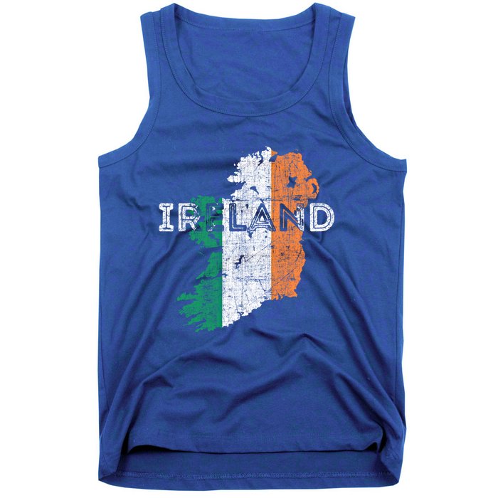 Irish Map And Flag Souvenir Gift Distressed Ireland Cool Gift Tank Top