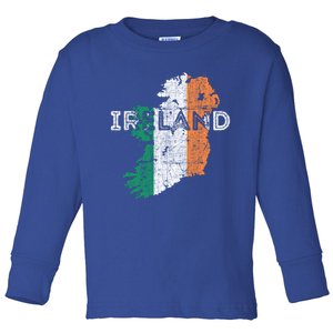 Irish Map And Flag Souvenir Gift Distressed Ireland Cool Gift Toddler Long Sleeve Shirt