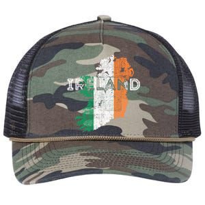 Irish Map And Flag Souvenir Gift Distressed Ireland Cool Gift Retro Rope Trucker Hat Cap