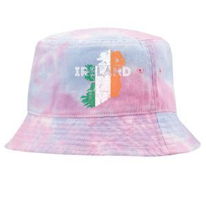 Irish Map And Flag Souvenir Gift Distressed Ireland Cool Gift Tie-Dyed Bucket Hat