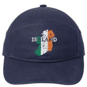 Irish Map And Flag Souvenir Gift Distressed Ireland Cool Gift 7-Panel Snapback Hat