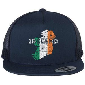 Irish Map And Flag Souvenir Gift Distressed Ireland Cool Gift Flat Bill Trucker Hat