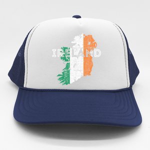 Irish Map And Flag Souvenir Gift Distressed Ireland Cool Gift Trucker Hat