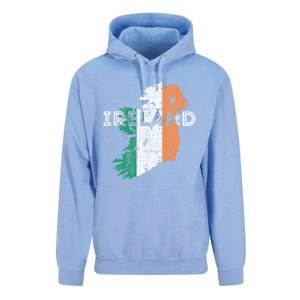 Irish Map And Flag Souvenir Gift Distressed Ireland Cool Gift Unisex Surf Hoodie