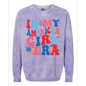 In My American Girl Era Retro 4th Of July Fourth Groovy Colorblast Crewneck Sweatshirt