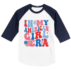 In My American Girl Era Retro 4th Of July Fourth Groovy Baseball Sleeve Shirt