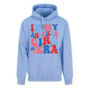 In My American Girl Era Retro 4th Of July Fourth Groovy Unisex Surf Hoodie