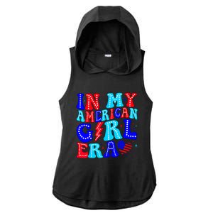 In My American Girl Era Retro 4th Of July Fourth Groovy Ladies PosiCharge Tri-Blend Wicking Draft Hoodie Tank