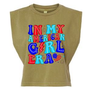 In My American Girl Era Retro 4th Of July Fourth Groovy Garment-Dyed Women's Muscle Tee