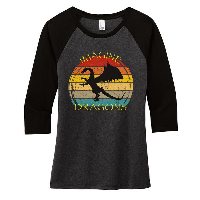 Imagine Magical And Mythical Fantasy Dragons Ii Women's Tri-Blend 3/4-Sleeve Raglan Shirt