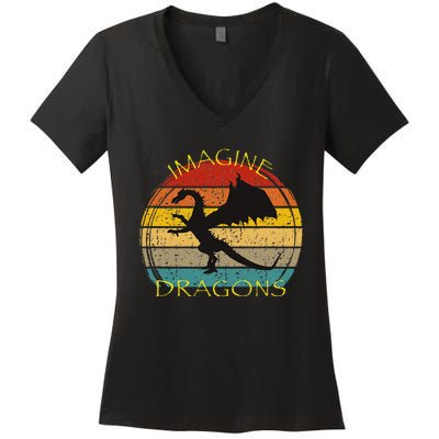 Imagine Magical And Mythical Fantasy Dragons Ii Women's V-Neck T-Shirt