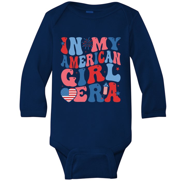 In My Americanera Retro 4th Of July Fourth Groovy Baby Long Sleeve Bodysuit