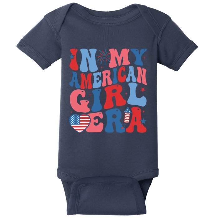 In My Americanera Retro 4th Of July Fourth Groovy Baby Bodysuit