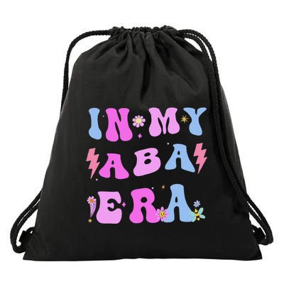 In My Aba Era Retro Applied Behavior Analyst Aba Therapist Drawstring Bag
