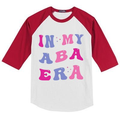 In My Aba Era Retro Applied Behavior Analyst Aba Therapist Kids Colorblock Raglan Jersey