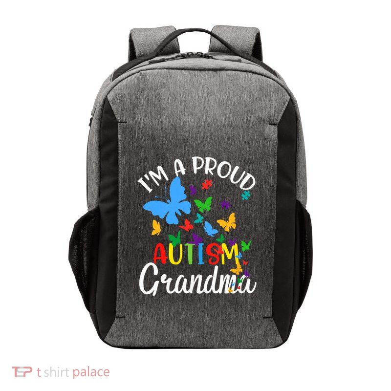 I M A Proud Autism Grandma Butterflies Autism Awareness Vector Backpack