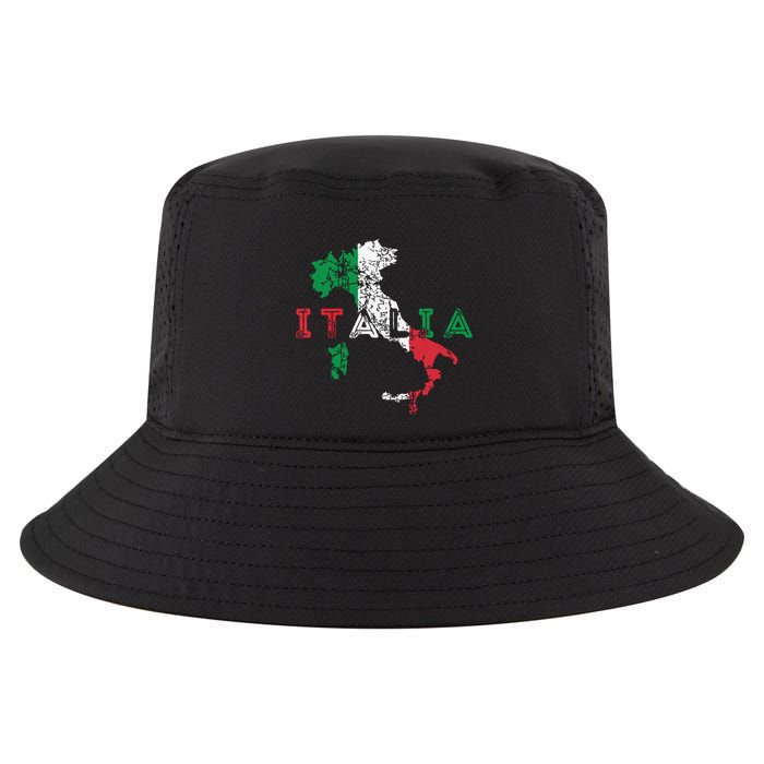 Italy Map And Flag Souvenir Distressed Italia Cool Comfort Performance Bucket Hat