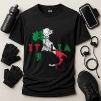 Italy Map And Flag Souvenir Distressed Italia Cooling Performance Crew T-Shirt