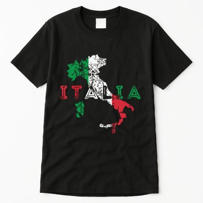 Italy Map And Flag Souvenir Distressed Italia Tall T-Shirt