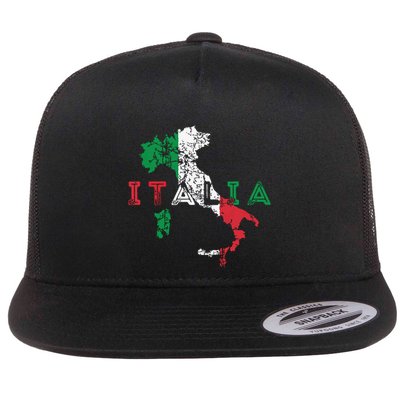 Italy Map And Flag Souvenir Distressed Italia Flatbill Hat