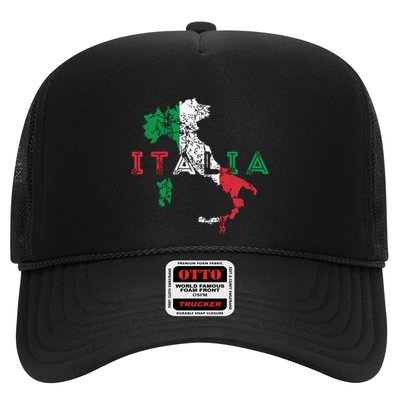 Italy Map And Flag Souvenir Distressed Italia Trucker Hat