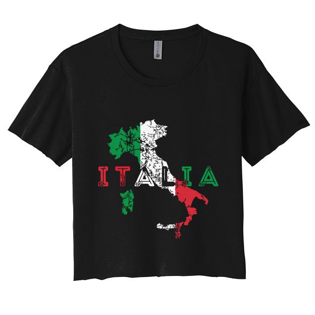Italy Map And Flag Souvenir Distressed Italia Crop Top