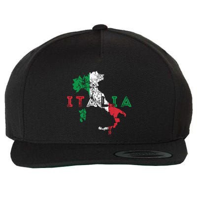 Italy Map And Flag Souvenir Distressed Italia Wool Snapback Cap