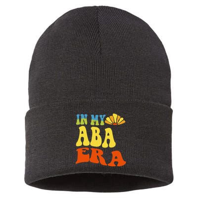In My Aba Era Retro Applied Behavior Analyst Aba Therapist Sustainable Knit Beanie
