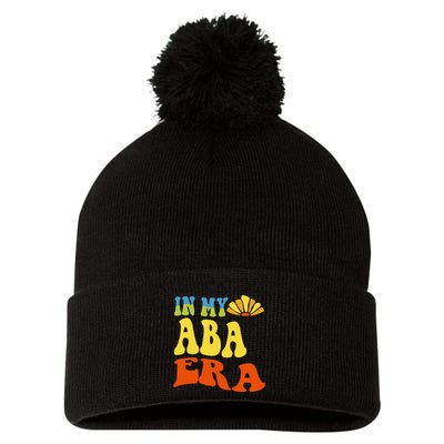 In My Aba Era Retro Applied Behavior Analyst Aba Therapist Pom Pom 12in Knit Beanie