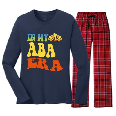 In My Aba Era Retro Applied Behavior Analyst Aba Therapist Women's Long Sleeve Flannel Pajama Set 