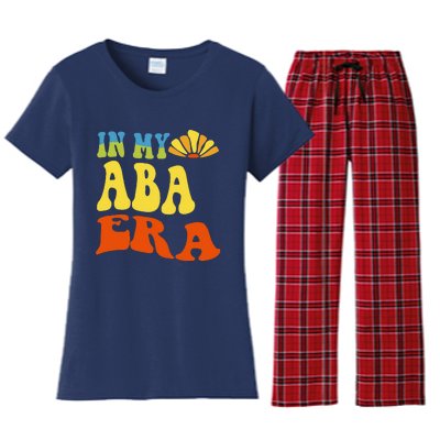 In My Aba Era Retro Applied Behavior Analyst Aba Therapist Women's Flannel Pajama Set