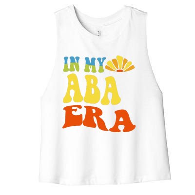 In My Aba Era Retro Applied Behavior Analyst Aba Therapist Women's Racerback Cropped Tank