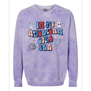 In My American Girl Era Retro 4th Of July Fourth Groovy Colorblast Crewneck Sweatshirt