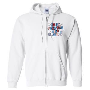 In My American Girl Era Retro 4th Of July Fourth Groovy Full Zip Hoodie