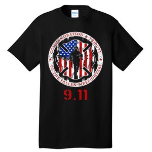 In Memory And Honor Of Firefighters Remembering 911 Tall T-Shirt