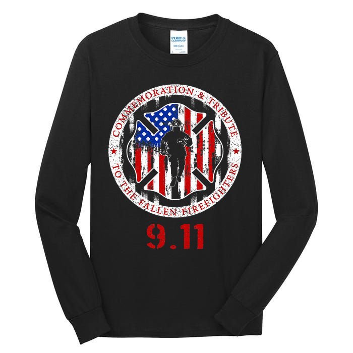 In Memory And Honor Of Firefighters Remembering 911 Tall Long Sleeve T-Shirt