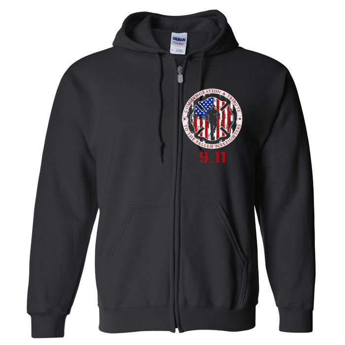 In Memory And Honor Of Firefighters Remembering 911 Full Zip Hoodie