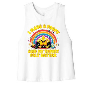 I Made A Poopy And My Tummy Felt Better Adult Humor Meme Women's Racerback Cropped Tank