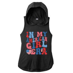 In My American Girl Era Retro 4th Of July Fourth Groovy Ladies PosiCharge Tri-Blend Wicking Draft Hoodie Tank