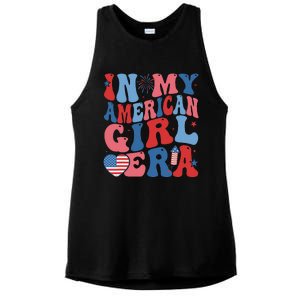 In My American Girl Era Retro 4th Of July Fourth Groovy Ladies PosiCharge Tri-Blend Wicking Tank