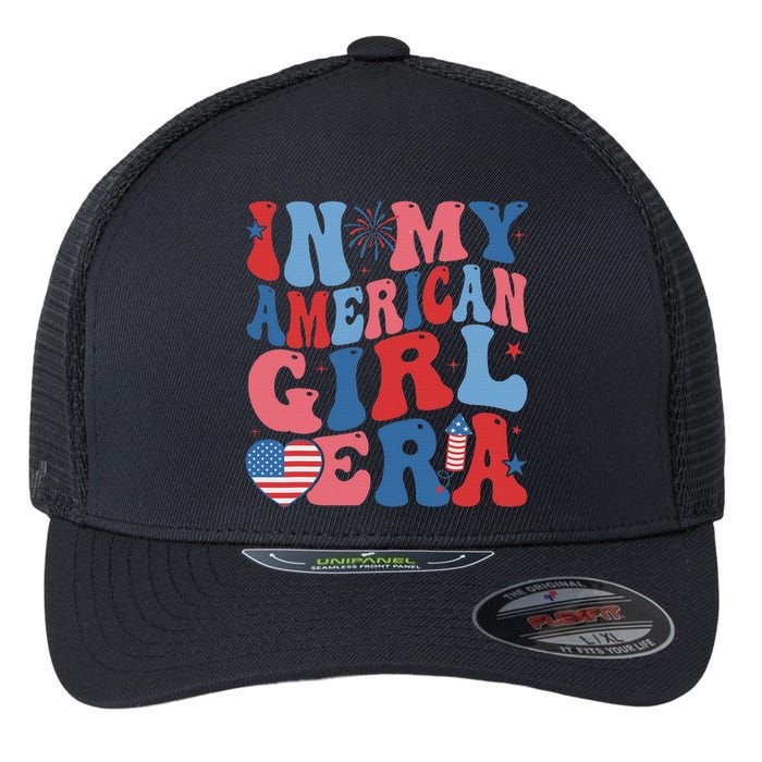 In My American Girl Era Retro 4th Of July Fourth Groovy Flexfit Unipanel Trucker Cap