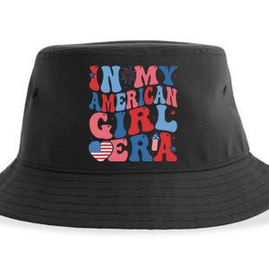 In My American Girl Era Retro 4th Of July Fourth Groovy Sustainable Bucket Hat