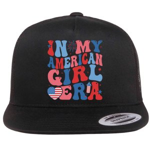 In My American Girl Era Retro 4th Of July Fourth Groovy Flat Bill Trucker Hat