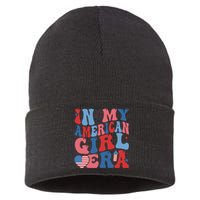 In My American Girl Era Retro 4th Of July Fourth Groovy Sustainable Knit Beanie