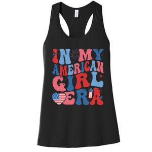 In My American Girl Era Retro 4th Of July Fourth Groovy Women's Racerback Tank