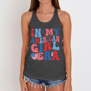 In My American Girl Era Retro 4th Of July Fourth Groovy Women's Knotted Racerback Tank