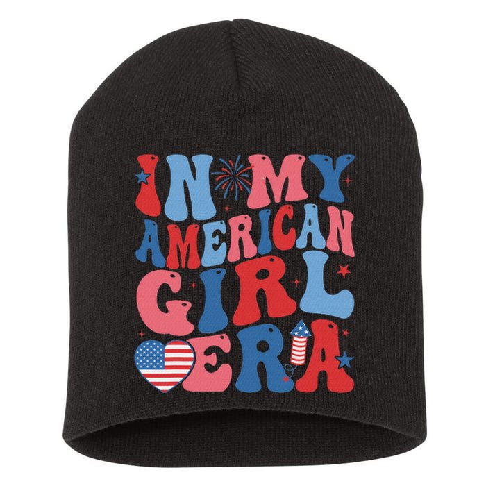 In My American Girl Era Retro 4th Of July Fourth Groovy Short Acrylic Beanie