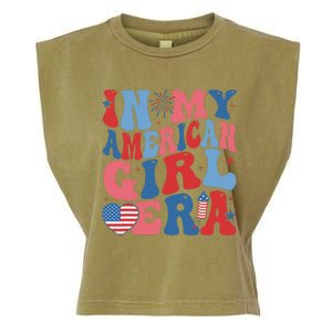 In My American Girl Era Retro 4th Of July Fourth Groovy Garment-Dyed Women's Muscle Tee